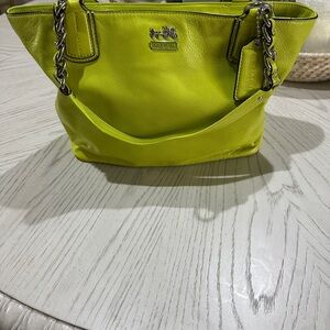 SOLD Coach Lime Green Leather Tote Bag